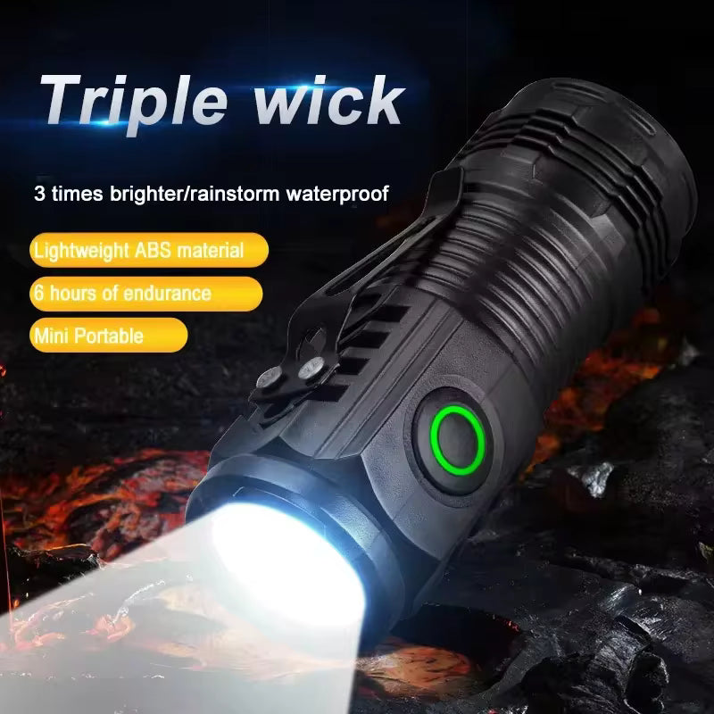 Mini Handheld LED Flashlight With 3 Super Bright LED Bulbs