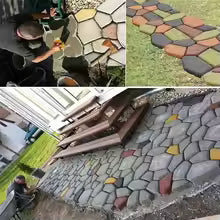 Path Maker Mold Plastic Concrete Molds Reusable DIY Manually Cement Brick Stone Road Garden Buildings Paving Mold Decor Jardin