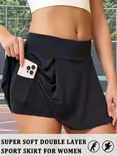 Women's Super Soft Double Layer Sports Skirt with Inside Pockets