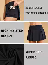 Women's Super Soft Double Layer Sports Skirt with Inside Pockets