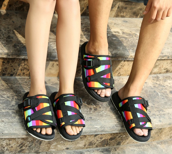 Fashionable anti-slip fringed fabric slippers